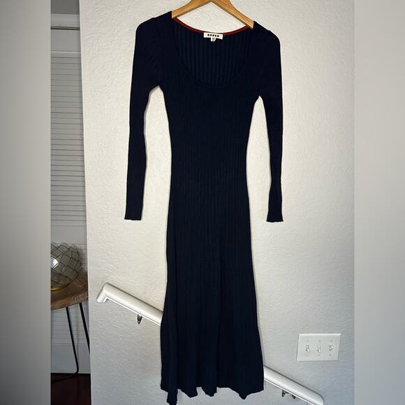 Boden Navy Blue Scoop Neck Knit Midi Sweater Dress 6R Preppy Office Fall Stretch - Picture 2 of 6
